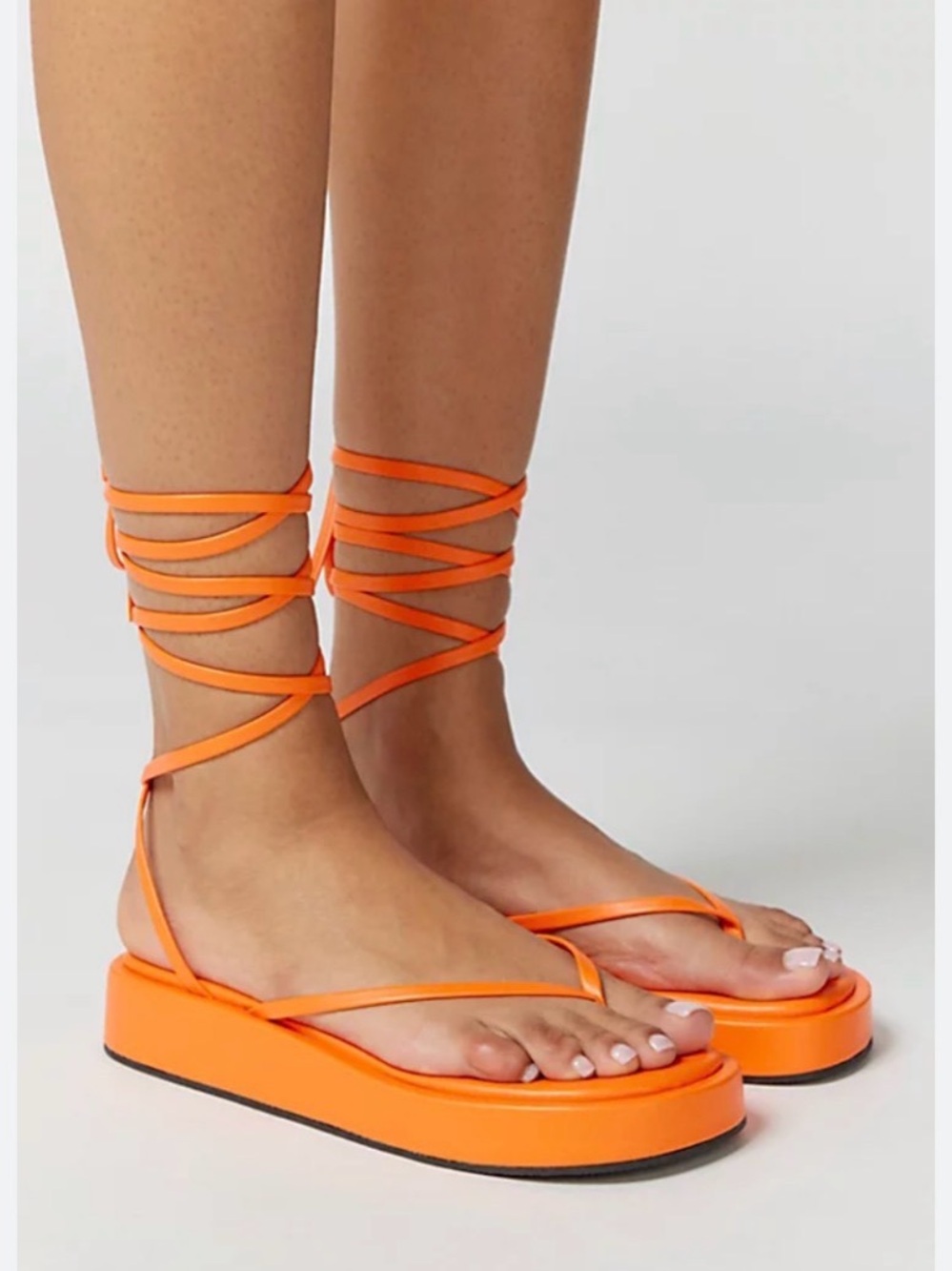 Urban Outfitters | Jaida Orange Platform Thong Wrapped Sandals, Size 8, NWT